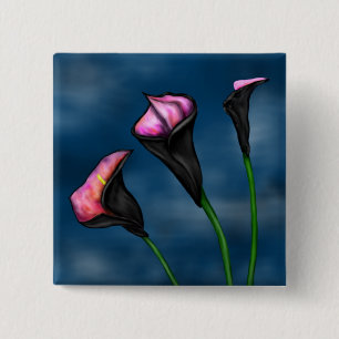 Black Calla Hot Pink Lilies 15 Cm Square Badge