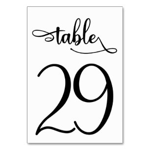 Black calligraphy 3.5x5 table number Table 29