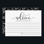 Black Calligraphy Adivce for the Bride to Be Advice Card<br><div class="desc">Black Calligraphy Advice for the Bride-to-be Bride Card | Write down your advice for the bride-to-be with this blank memories card. It features whimsical calligraphy with foliage pattern. Matching items are available.</div>