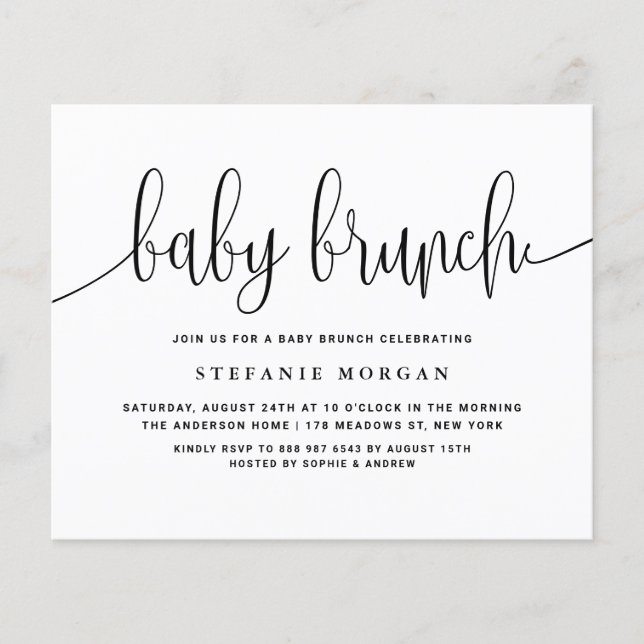 Black Calligraphy Baby Brunch Invitation (Front)