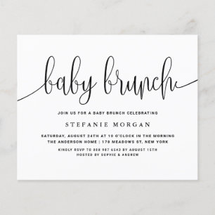 Black Calligraphy Baby Brunch Invitation