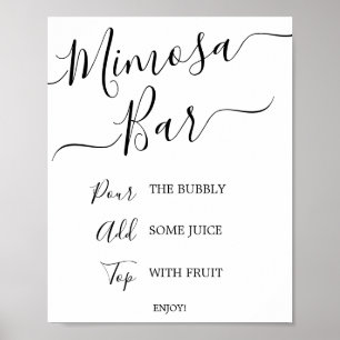 Black Calligraphy Bridal Mimosa Bar Sign