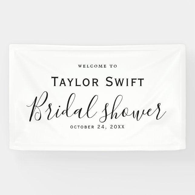 Black Calligraphy Bridal Shower Banner (Horizontal)
