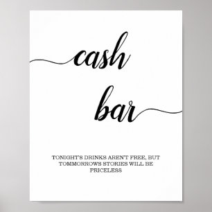 Black Calligraphy Cash Bar Sign
