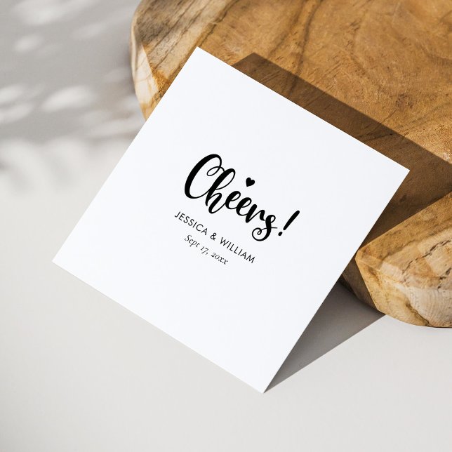  Black Calligraphy Cheers Wedding Napkins - White (Personalized Black Calligraphy Cheers Wedding Napkins - White)