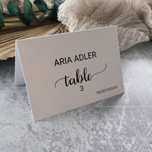 Black Calligraphy Meal Option Place Card