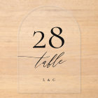 Black Calligraphy Modern Acrylic Arch Table Number