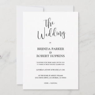Black Calligraphy On White Wedding Invitation