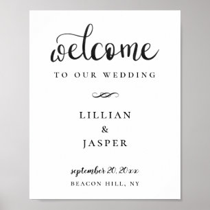 Black Calligraphy Script Wedding Welcome Sign