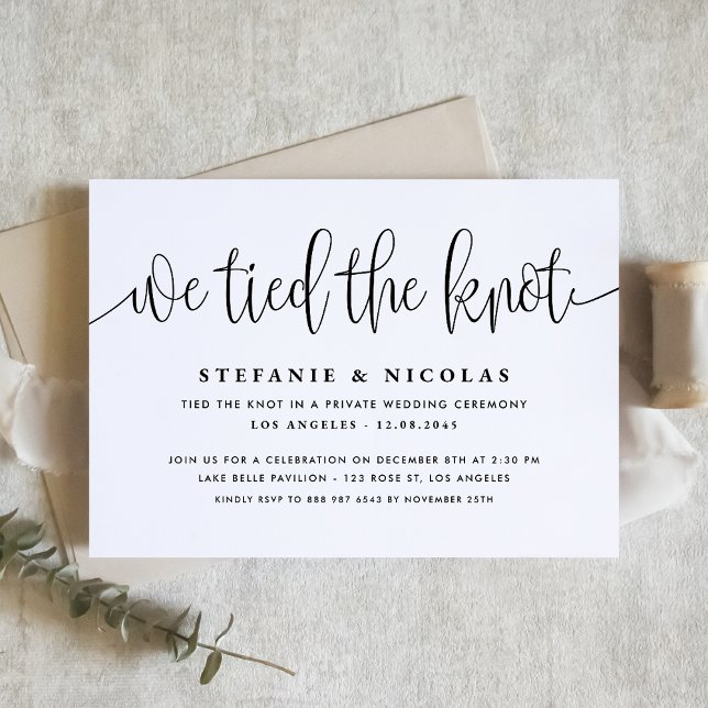 Black Calligraphy We Tied The Knot Invitation (Creator Uploaded)