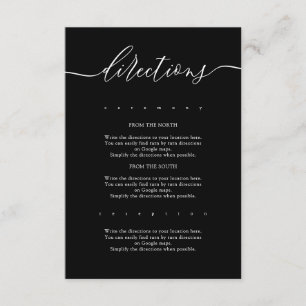 Black Calligraphy Wedding Directions Enclosure Card