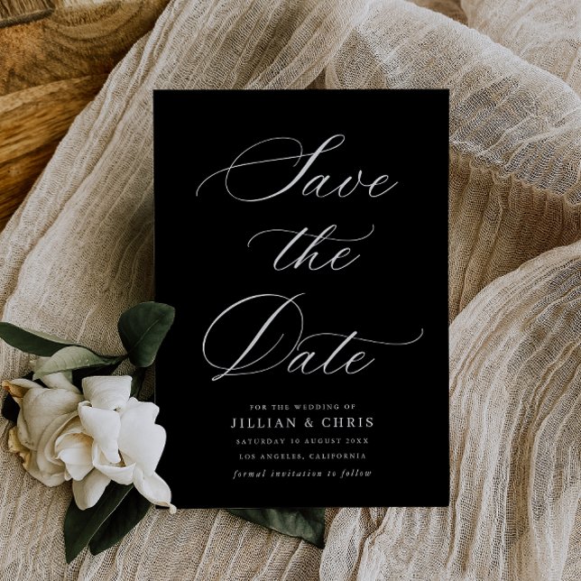 black calligraphy wedding save the date card (Creator Uploaded)