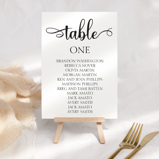 Black Calligraphy Wedding Seating Chart Card 3.5x5 (Creator Uploaded)
