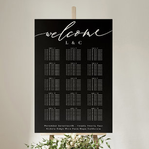 Black Calligraphy Wedding Welcome Seating Chart