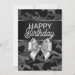 Black Camo & Bow Happy Birthday Day Card