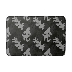 Black Camouflage Pattern Bath Mat