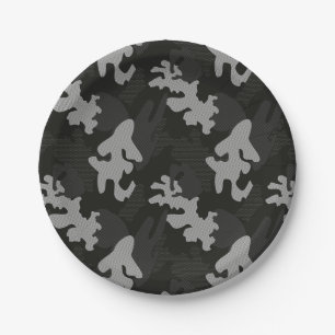 Black Camouflage Pattern Paper Plate