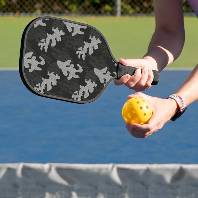 Black Camouflage Pattern Pickleball Paddle (Insitu)