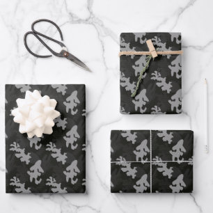 Black Camouflage Pattern Wrapping Paper Sheet