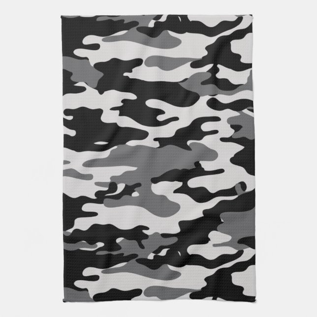 Black Camouflage Tea Towel (Vertical)