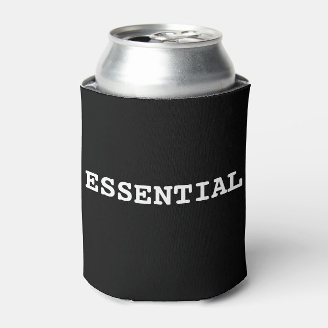 Black Can Cooler That Says Essential (Can Front)