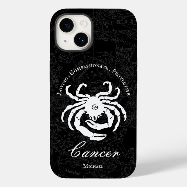Black Cancer Zodiac Astrology Personality Custom Case-Mate iPhone Case (Back)