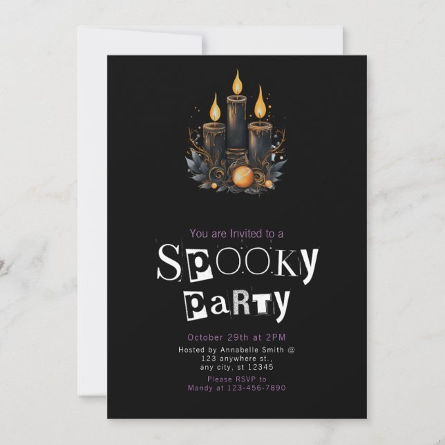 Black Candles Spooky Halloween Party Invitation (Front)