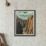 Black Canyon Of The Gunnison National Park Art Poster<br><div class="desc">Black Canyon Of The Gunnison vector artwork design. The park surrounds part of a deep,  steep-walled gorge carved through Precambrian rock by the Gunnison River. Wildlife includes mule deer,  elk and golden eagles.</div>