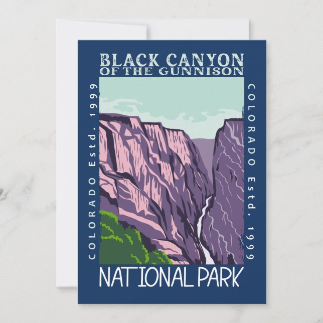Black Canyon Of The Gunnison National Park Retro  Holiday Card (Front)