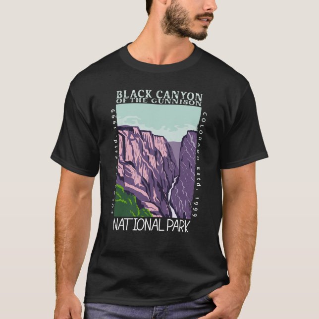 Black Canyon Of The Gunnison National Park Retro  T-Shirt (Front)