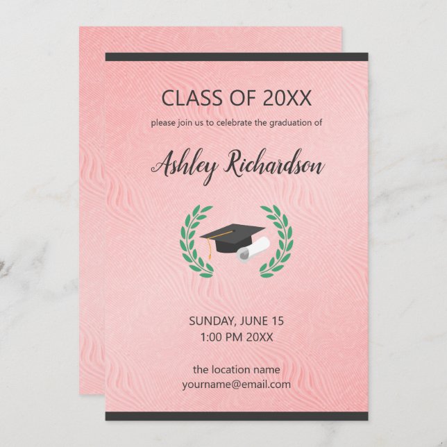 Black Cap and Laurel Invitation (Front/Back)