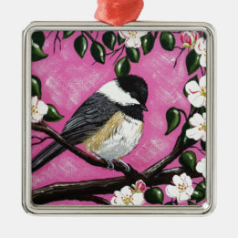 Black cap Chickadee Metal Tree Decoration