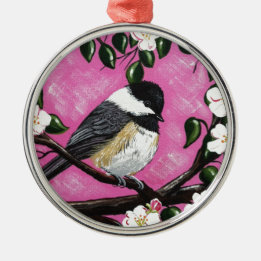 Black cap Chickadee Metal Tree Decoration