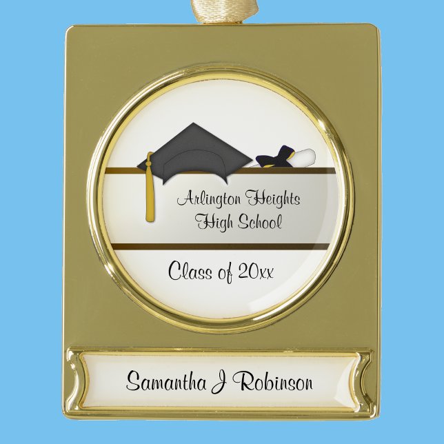 Black Cap Graduation Banner Ornament (Creator Uploaded)
