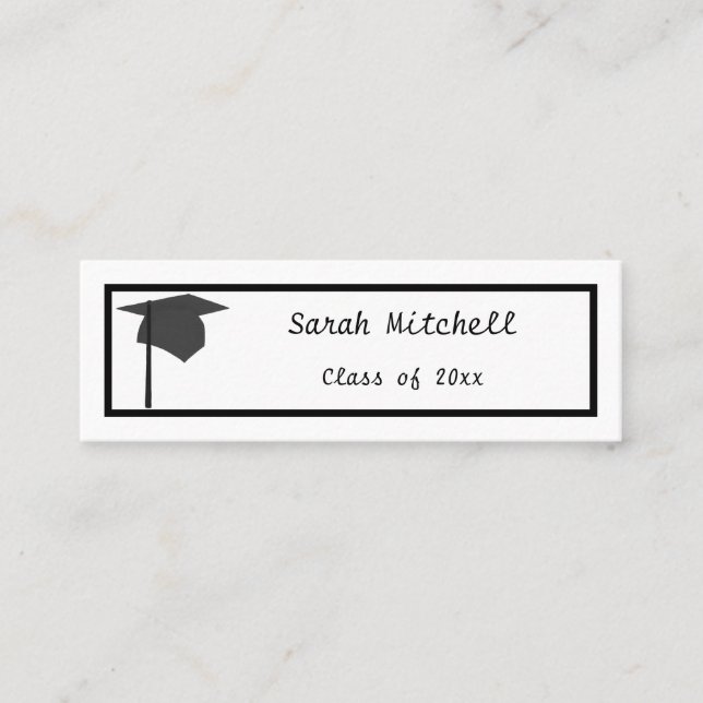 Black Cap  - Graduation Name Insert Cards (Front)