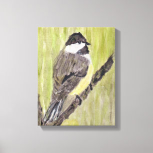 Black-capped Chickadee Bird - acrylic painting. Canvas Print