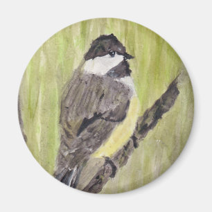 Black-capped Chickadee Bird - acrylic painting. Magnet