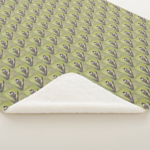 Black-capped Chickadee Bird - acrylic painting.    Sherpa Blanket