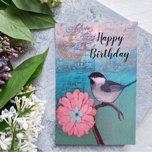 Black-Capped Chickadee Birthday Card (Creator Uploaded)