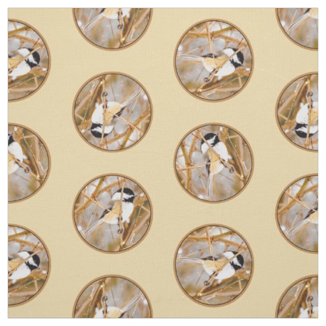 Black-Capped Chickadee in Winter Original Photo Fabric (Swatch)