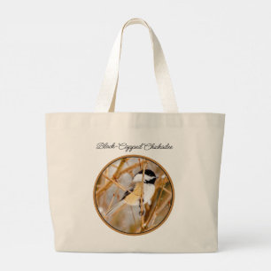 Black-Capped Chickadee in Winter Original Photo Large Tote Bag
