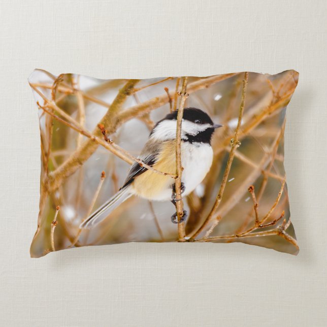Black-Capped Chickadee - Original Photograph Decorative Cushion (Front)