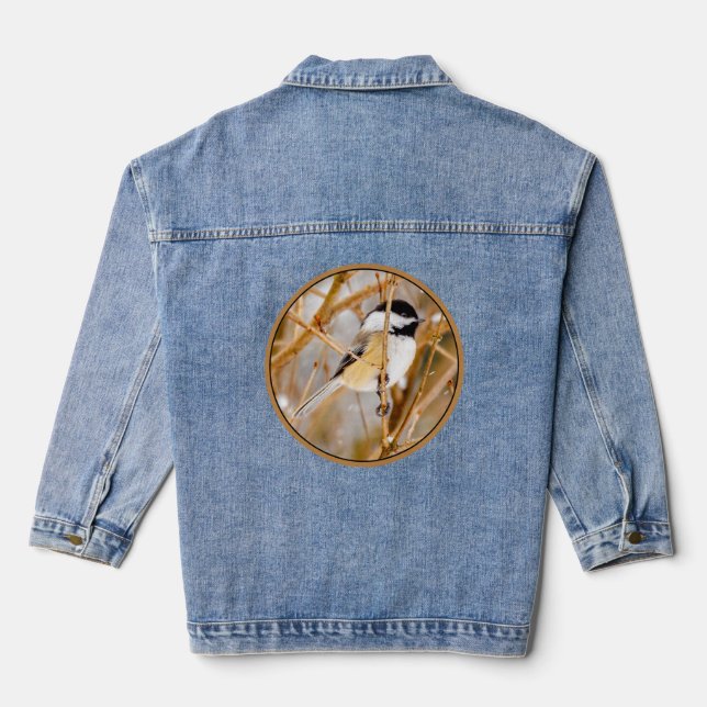Black-Capped Chickadee - Original Photograph Denim Jacket (Back)