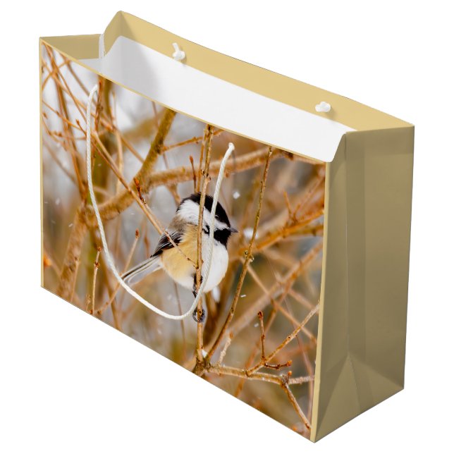 Black-Capped Chickadee - Original Photograph Large Gift Bag (Front Angled)