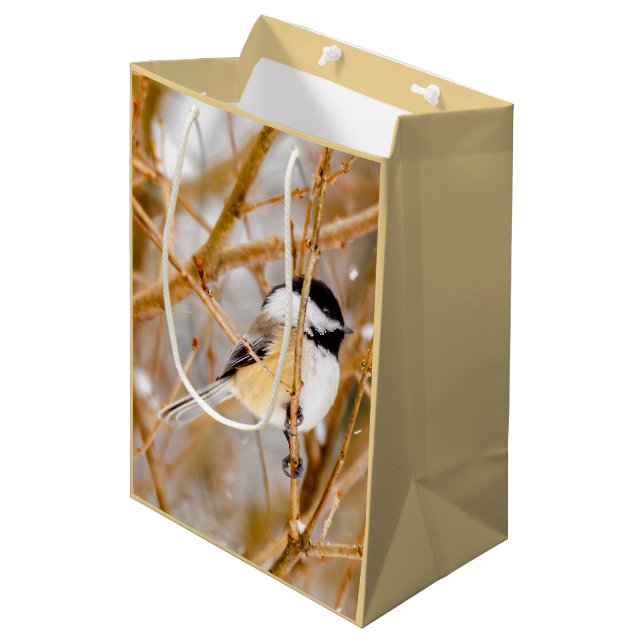 Black-Capped Chickadee - Original Photograph Medium Gift Bag (Front Angled)