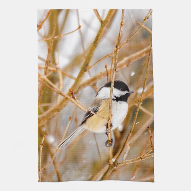 Black-Capped Chickadee - Original Photograph Tea Towel (Vertical)