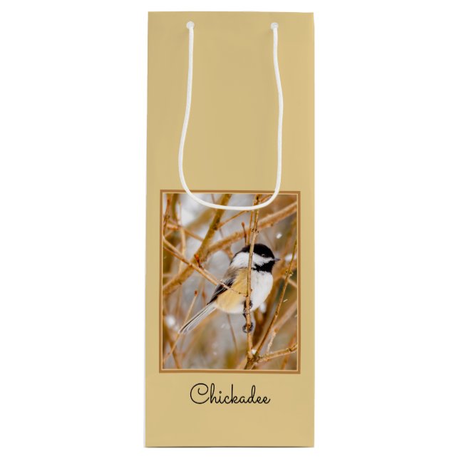 Black-Capped Chickadee - Original Photograph Wine Gift Bag (Front)