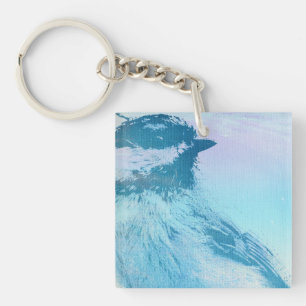 Black Capped Chickadee Print Key Ring