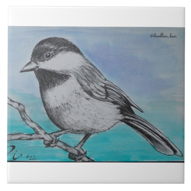 Black capped chickadee tile (Front)