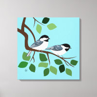 Black Capped Chickadees In Tree